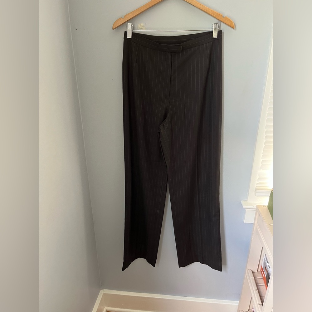 Lafayette 148 New‎ York Black Pinstripe Pantsuit, business casual straight leg